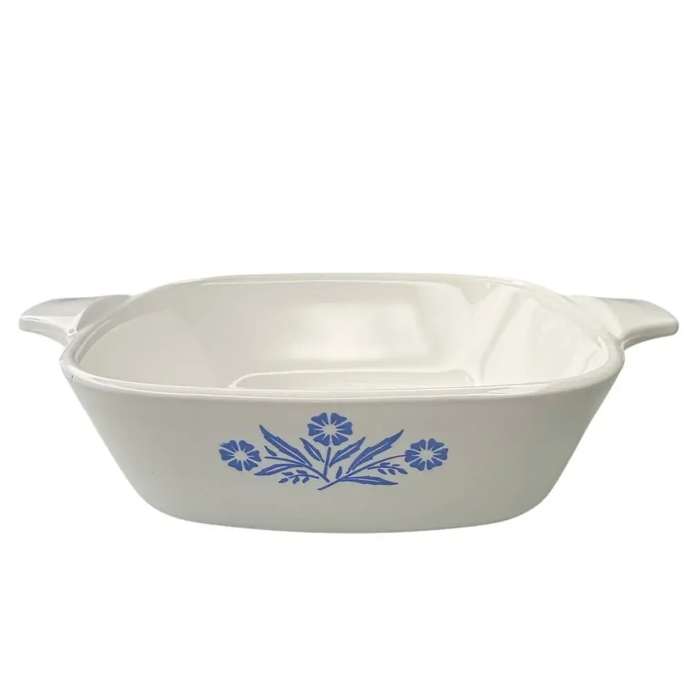 Vintage Corning Ware Blue Cornflower P-41 Petite Pans Set of 2 w/ Plastic Lids